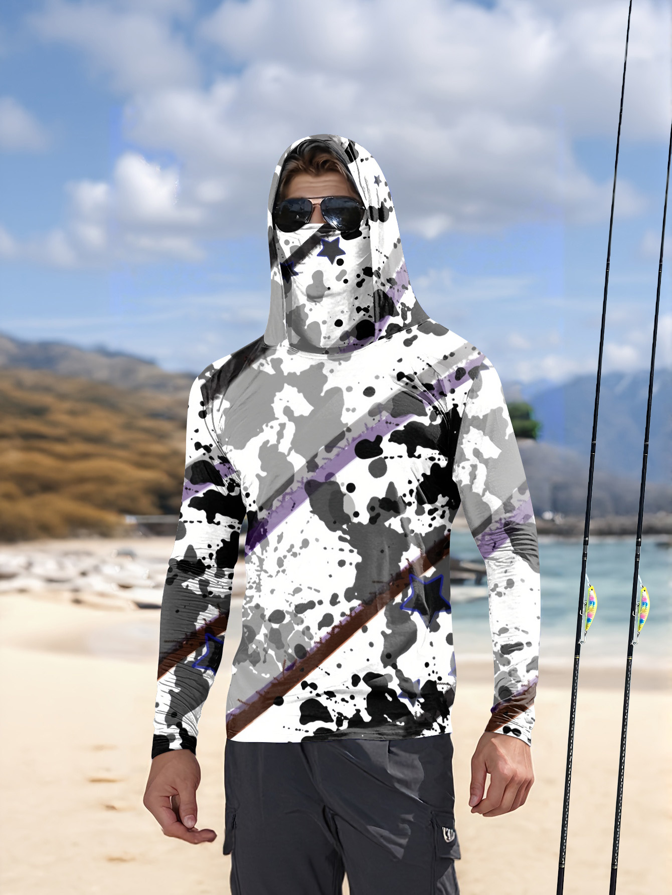Men Hood Fishing Shirt long sl - đánh giá và giá Fishing Hat